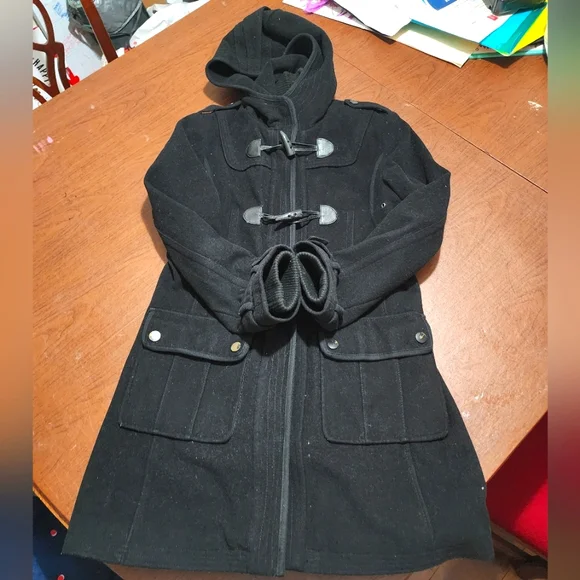 Donny Brook Elegant Black Toggle Trench Coat - Picture 10 of 14